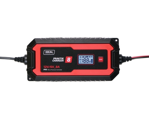 Prostownik do ładowania akumulatorów kwasowych, żelowych, AGM, MF, EFB PRAKTIK CHARGER 8 LCD 6/12V 2