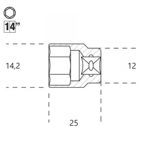 Nasadka sześciokątna z gniazdem 1/4", model 900, 10mm 2