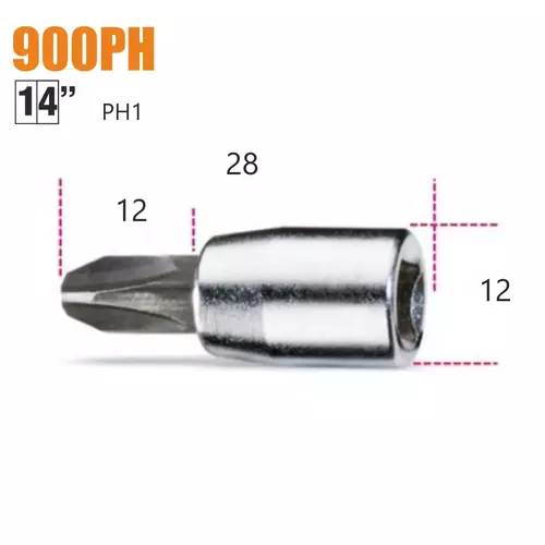 Nasadka z końcówką wkrętakową profil Phillips z gniazdem 1/4", model 900PH/1 2