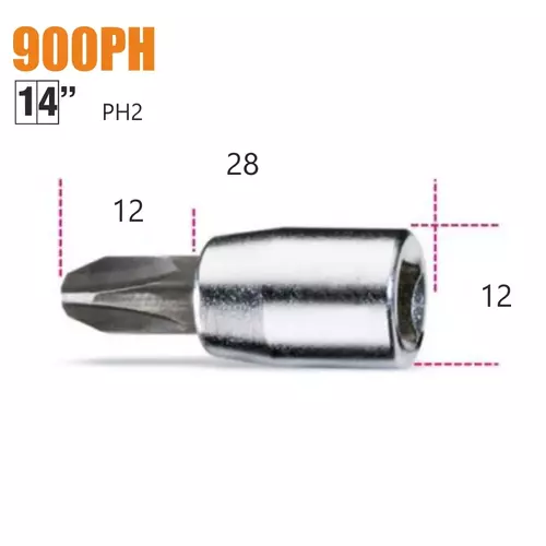 Nasadka z końcówką wkrętakową profil Phillips z gniazdem 1/4", model 900PH/2 3