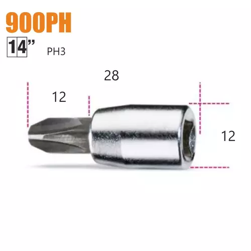 Nasadka z końcówką wkrętakową profil Phillips z gniazdem 1/4", model 900PH/3 3