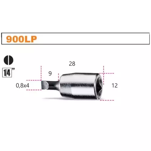 Nasadka z końcówką wkrętakową płaską z gniazdem 1/4", model 900LP, 0,8x4mm 2