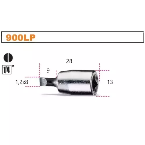 Nasadka z końcówką wkrętakową płaską z gniazdem 1/4", model 900LP, 1,2x8mm 2