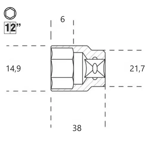 Nasadka sześciokątna z gniazdem 1/2", model 920AK, 10mm na blistrze 2