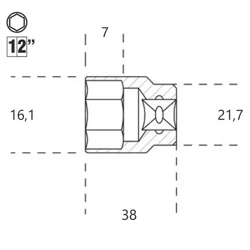 Nasadka sześciokątna z gniazdem 1/2", model 920AK, 11mm na blistrze 2