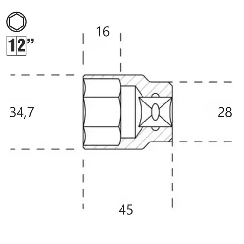 Nasadka sześciokątna z gniazdem 1/2", model 920AK, 26mm na blistrze 2