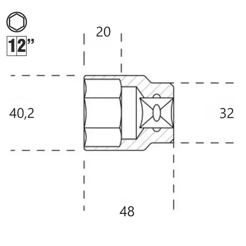 Nasadka sześciokątna z gniazdem 1/2", model 920AK, 30mm na blistrze 2