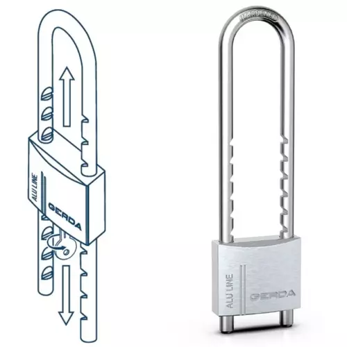 Aluminiowa kłódka z regulowanym pałąkiem od 59-149 mm S50H59-149 ALU LINE KAP GERDA 2