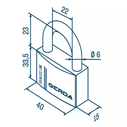 Kłódka pałąkowa ze stali nierdzewnej S40 STAINLESS LINE GERDA 2