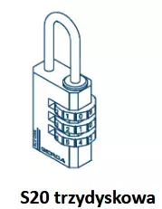 Kłódka pałąkowa aluminiowa szyfrowa SILVER 3 dyski S20 ALU CODE blister GERDA 2