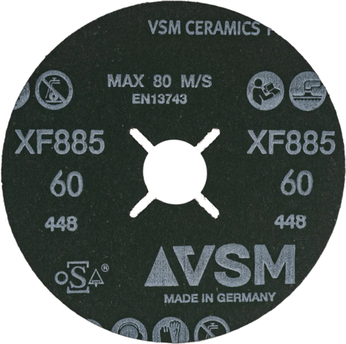 Krążek fibrowy do aluminium XF885 VSM CERAMICS Plus 125x22mm P80 promienisty VSM 75471239 2