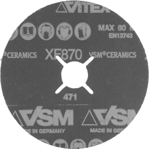 Krążek fibrowy do aluminium XF870 VSM CERAMICS 125x22mm P80 promienisty VSM 75420049 2