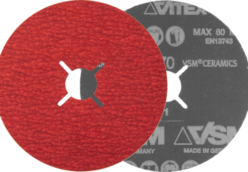 Krążek fibrowy do aluminium XF870 VSM CERAMICS 125x22mm P80 promienisty VSM 75420049 3