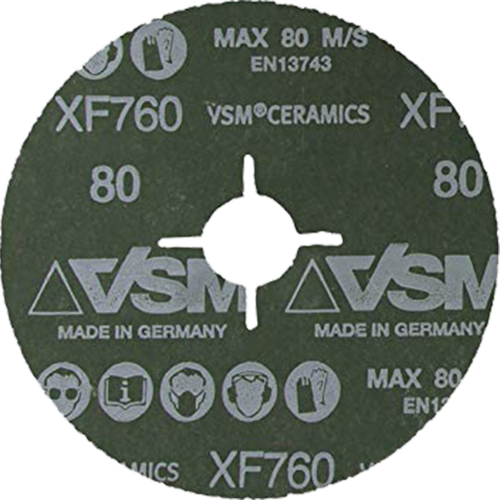 Krążek fibrowy do metalu XF760 VSM CERAMICS 125x22mm P80 promienisty VSM 75409629 2