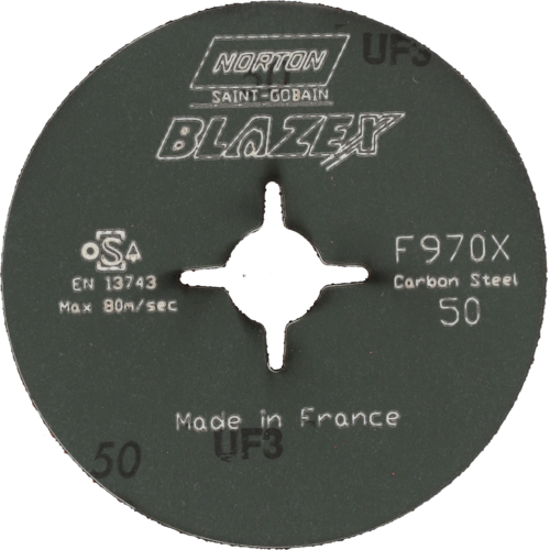 Krążek fibrowy do metalu BlazeX F970X 125x22mm P50 promienisty Norton 78072718989 2