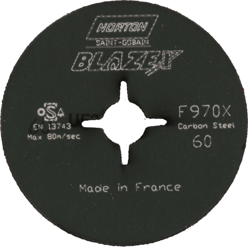 Krążek fibrowy do metalu BlazeX F970X 125x22mm P60 promienisty Norton 78072718990 2