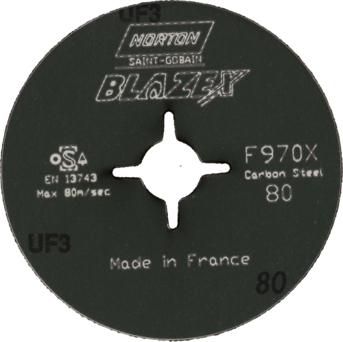 Krążek fibrowy do metalu BlazeX F970X 125x22mm P80 promienisty Norton 78072718991 2