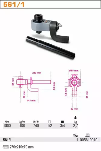 Wzmacniacz momentu obrotowego 5:1 1000 Nm 1/2"-3/4" Beta 561/1 4