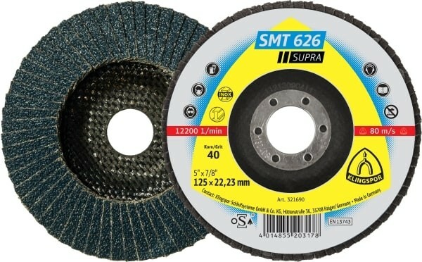 Lamelka tarcza listkowa 125 gr.40 metal/inox Klingspor SMT 626