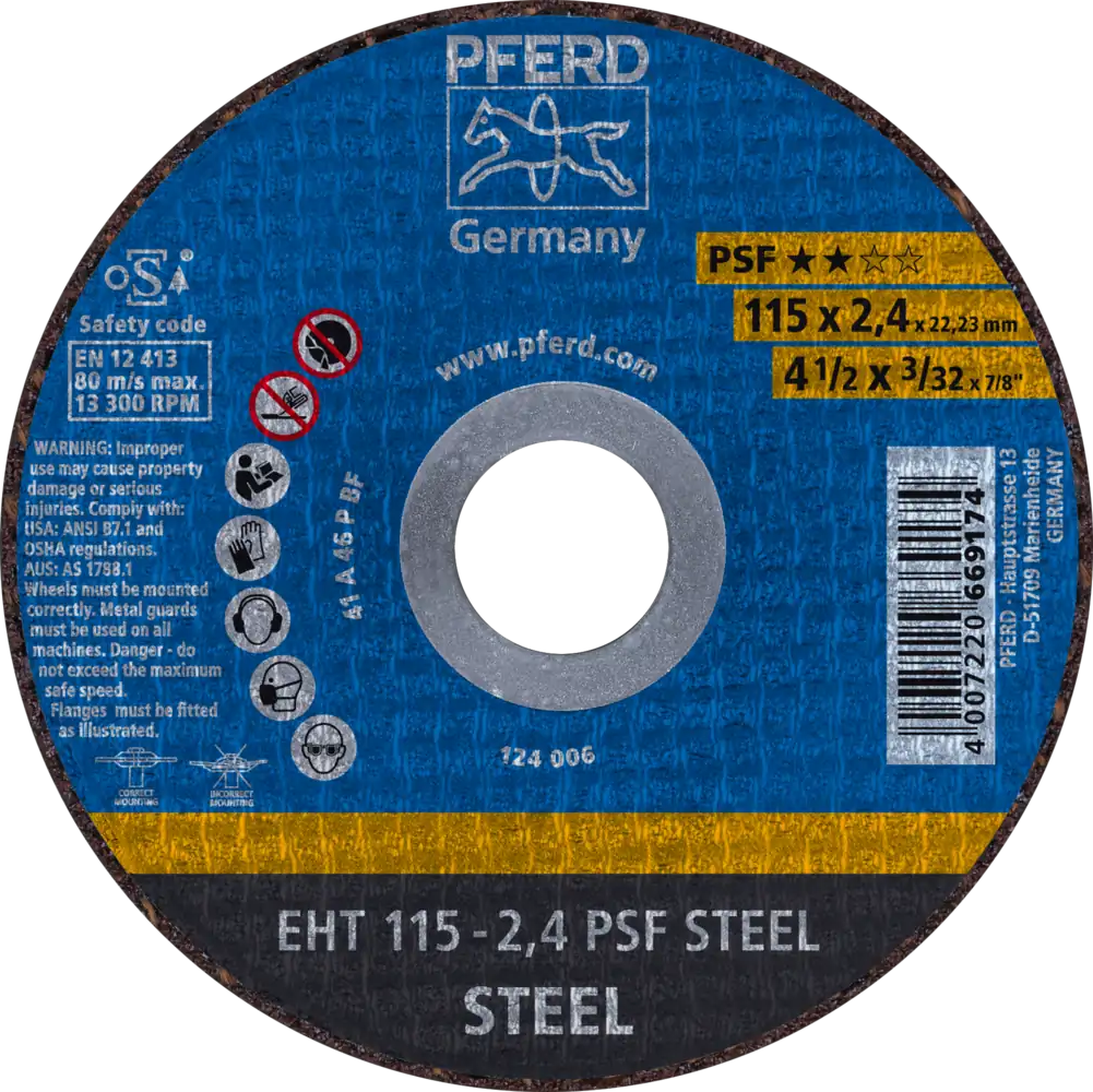 Tarcza 115x2.4x22 metal Pferd PSF STEEL 61730026 25 szt