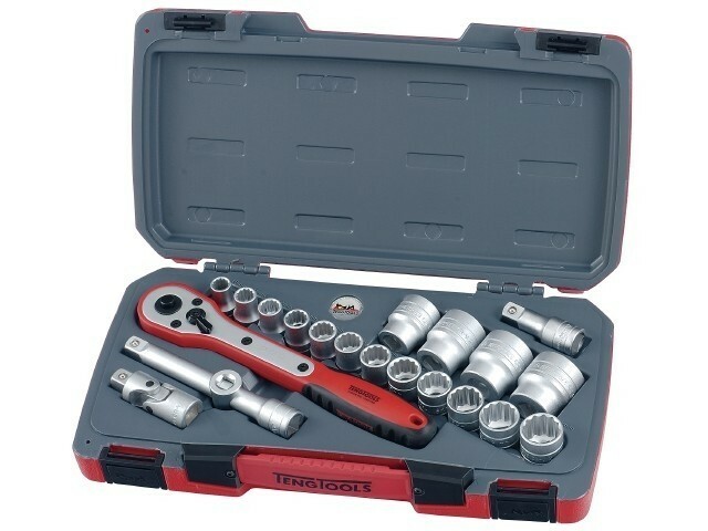 21-elementowy zestaw narzędzi nasadowych z chwytem kwadratowym 1/2''. Teng Tools T1221-6