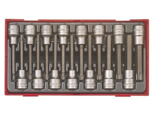15-elementowy zestaw nasadek trzpieniowych typu Tx i 6-kątnych z chwytem kwadratowym 1/2'', Teng Tools TTTxH15
