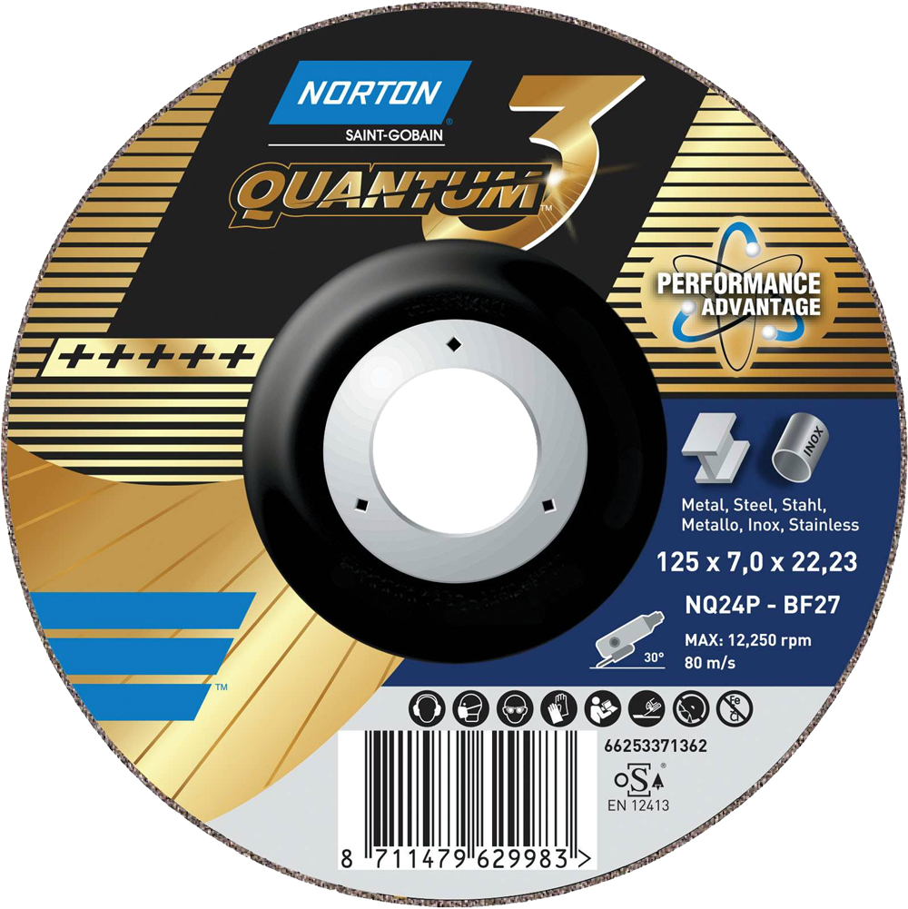 Tarcza 125x7x22 metal/inox Norton Quantum 3 66253371362 10 szt