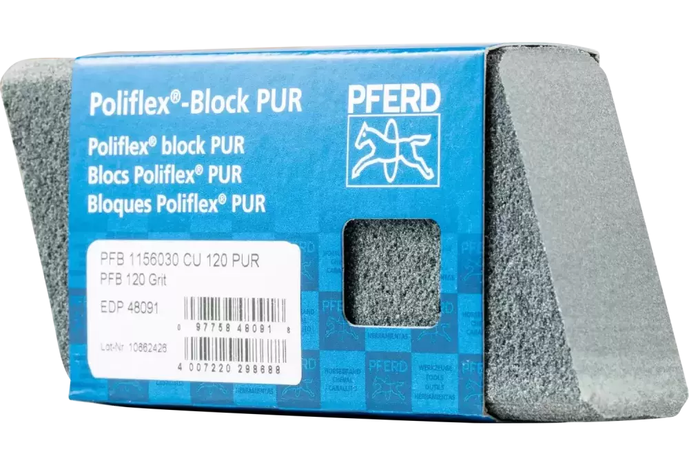 Bloczek szlifierski Poliflex 30 × 60 × 115 mm spoiwo PUR SIC120 do szlifu dokładnego i wykończeniowego