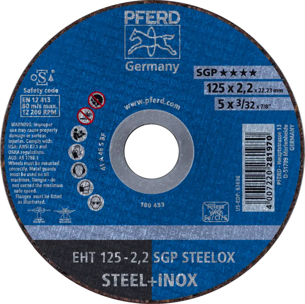 Tarcza 125x2.2x22 metal/inox Pferd SGP STEELOX 61331622 25 szt