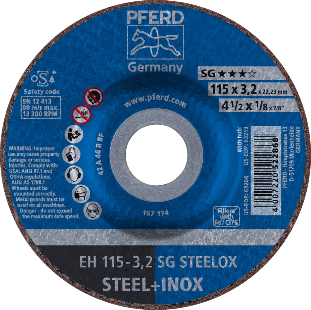 Tarcza 115x3.2x22 metal/inox Pferd SG STEELOX 61332432 25 szt