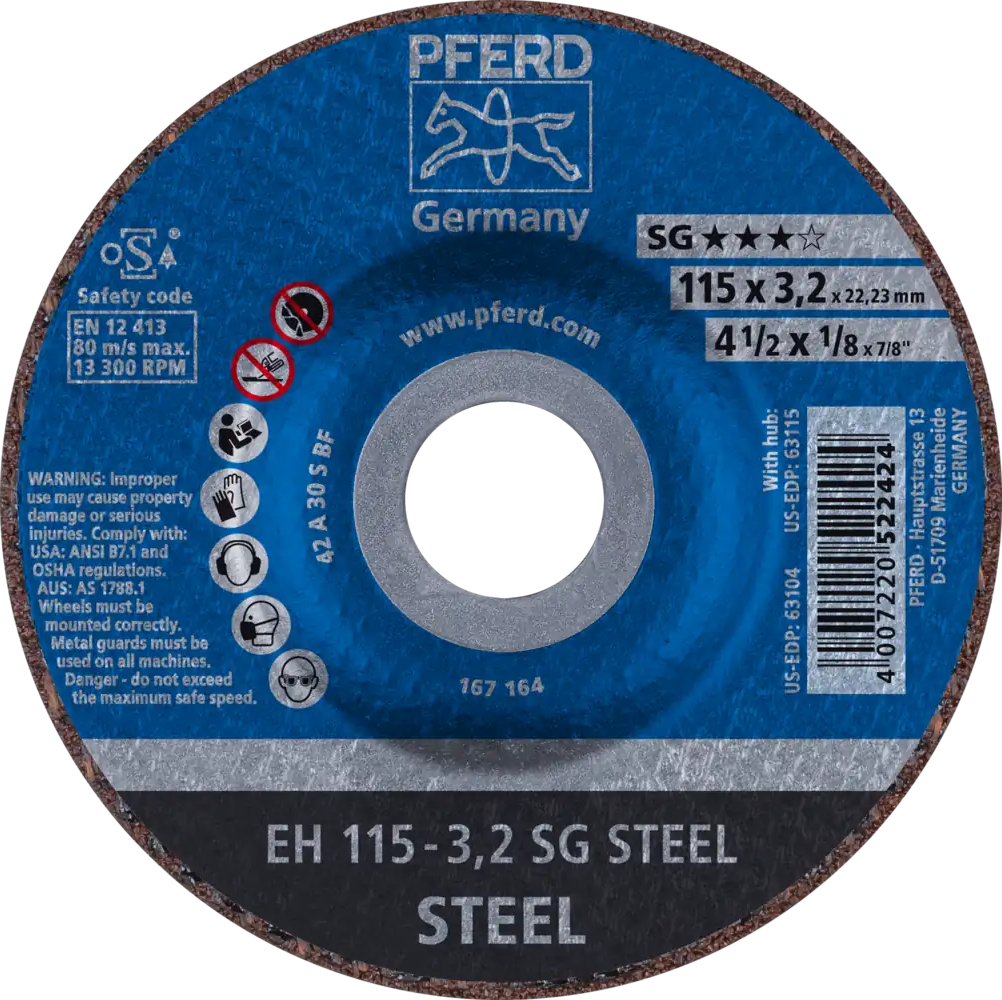 Tarcza 115x3.2x22 metal Pferd SG STEEL 61340132 25 szt