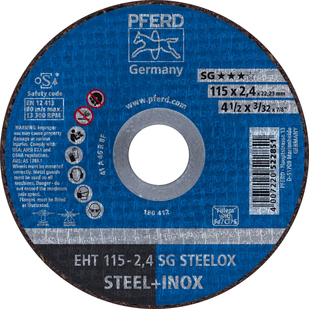 Tarcza 115x2.4x22 metal/inox Pferd SG STEELOX 61340432 25 szt