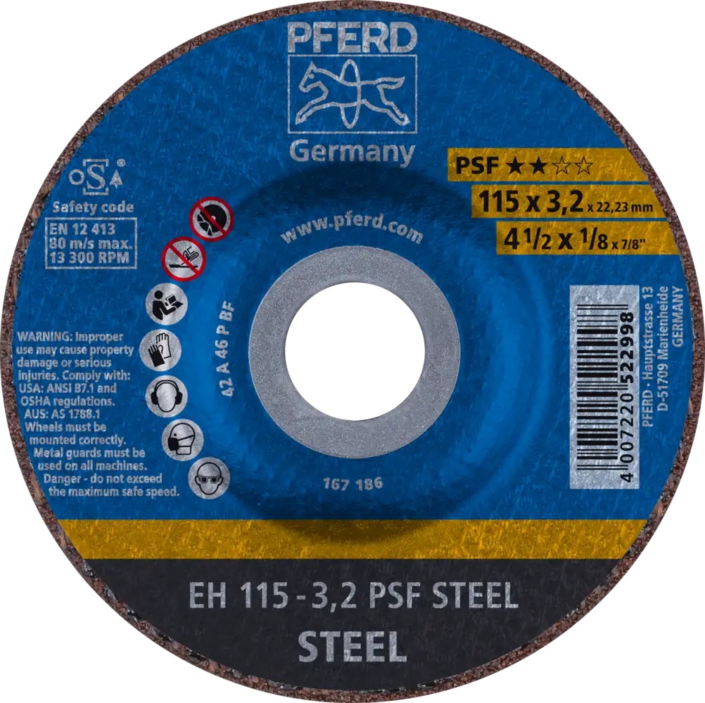 Tarcza 115x3.2x22 metal Pferd PSF STEEL 61740126 25 szt