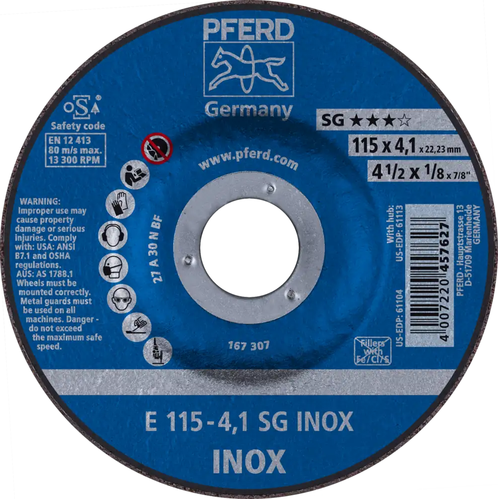 Tarcza 115x4x22 inox Pferd SG INOX 62211423 10 szt