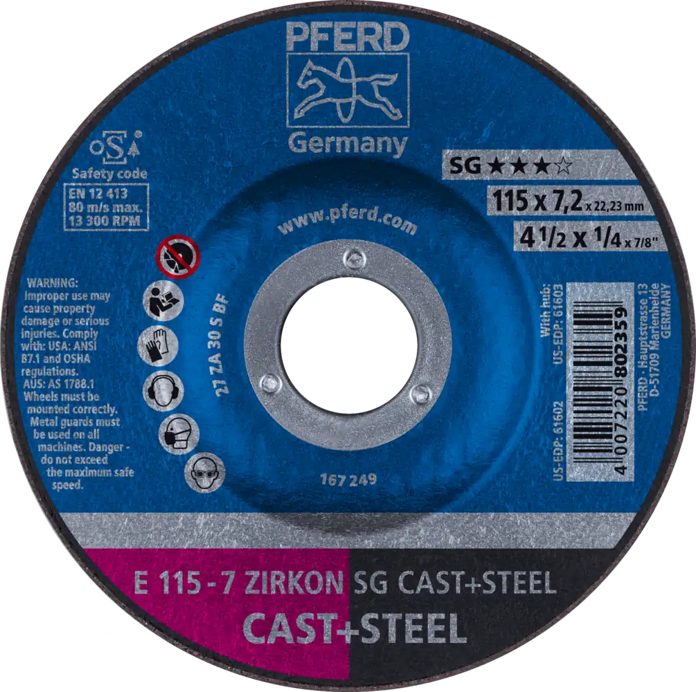 Tarcza 115x7.2x22 żeliwo Pferd ZIRKON SG CAST 62211747 10 szt