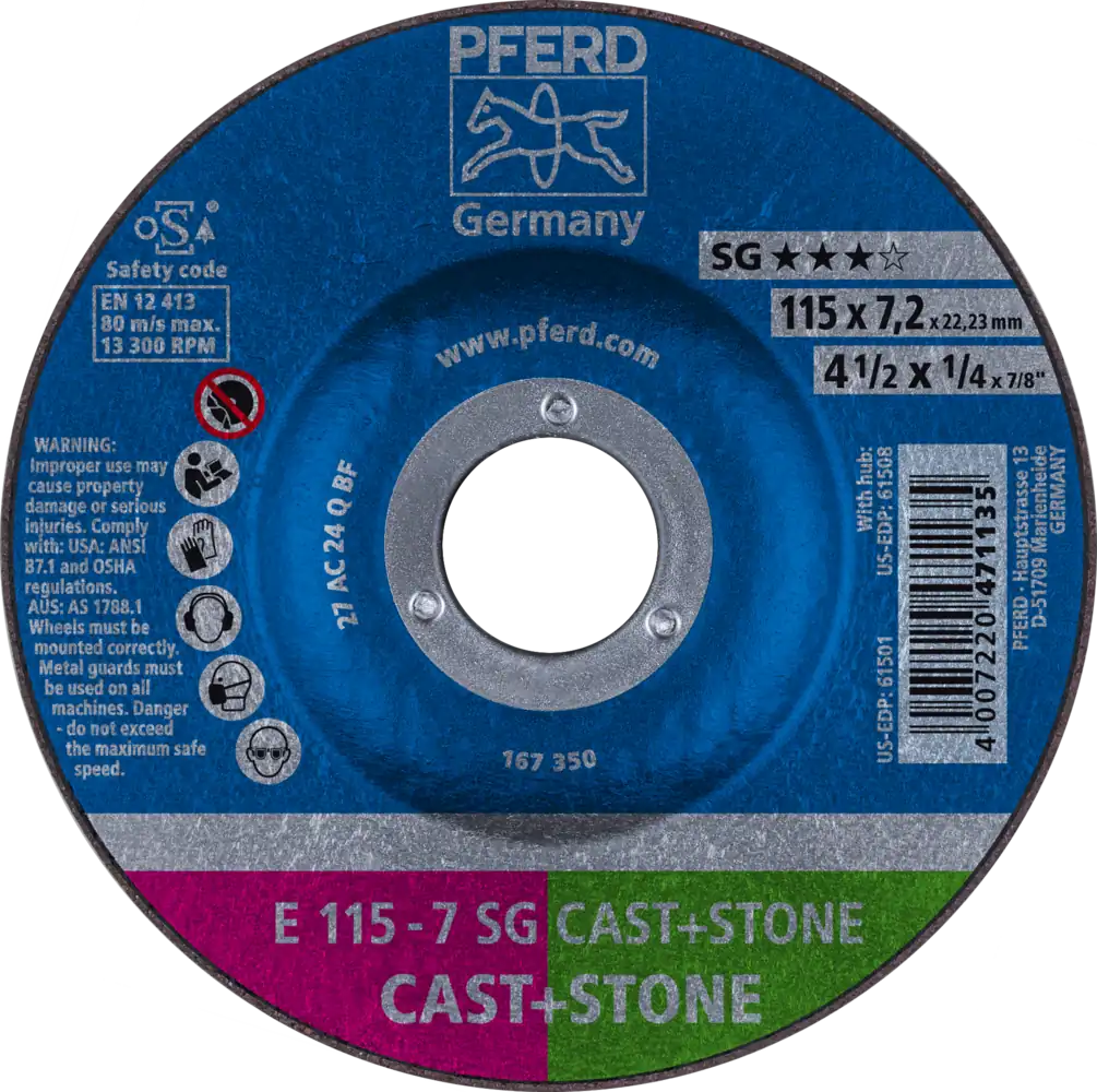 Tarcza 115x7.2x22 żeliwo Pferd SG CAST+STONE 62911625 10 szt