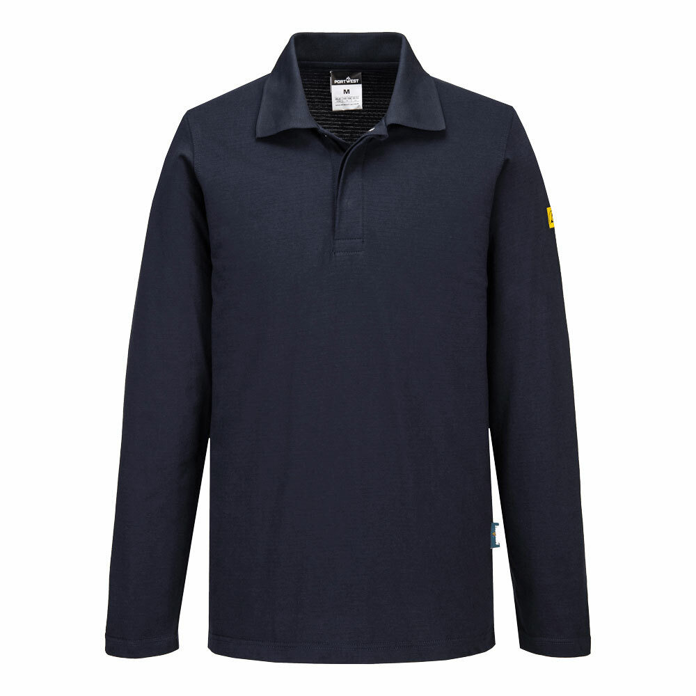 Anti-Static ESD Polo Shirt L/S, kolor granatowy, rozmiar XXS