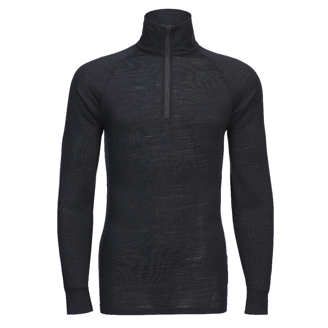 Bluza z zamkiem 1/4 z wełny Merino, kolor czarny, rozmiar S