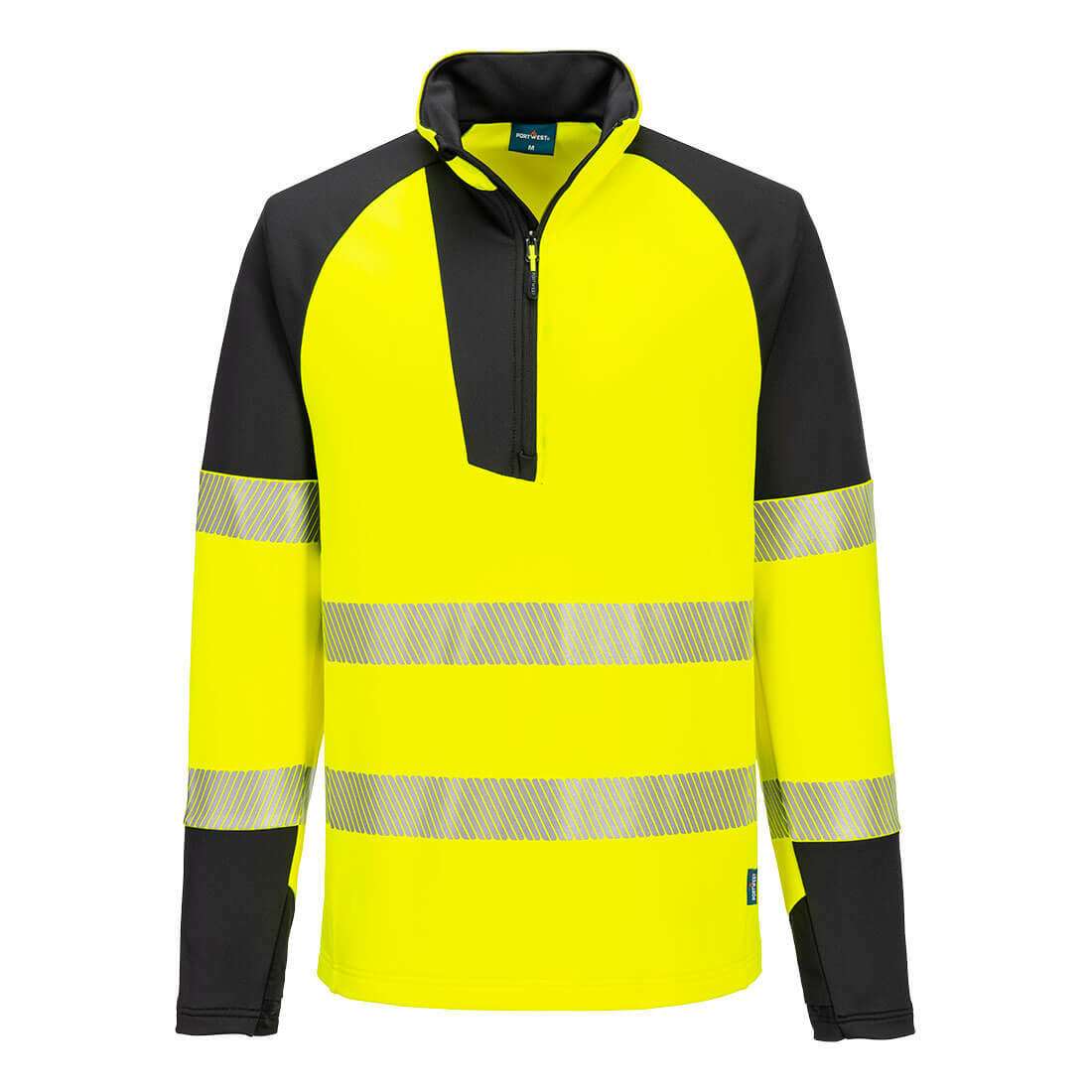 Bluza ostrzegawcza PW3 z zamkiem 1/4, kolor żółty/czarny, rozmiar M