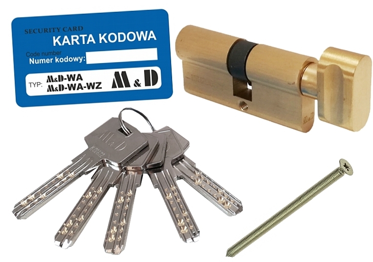 Wkładka do zamka 30g/45 z gałką z atestem M&D WA mosiądz