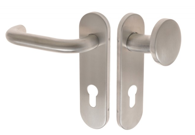 Klamko-gałka ppoż 72 WB prawa z podłużnym szyldem HARCO kolor inox