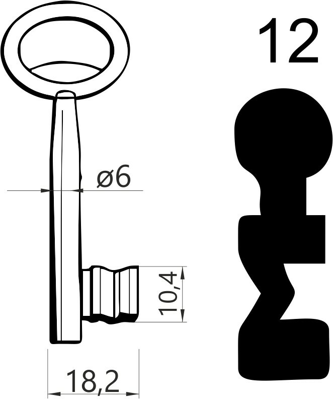 JANIA Klucz 12 piórowy do zamka wpuszczanego