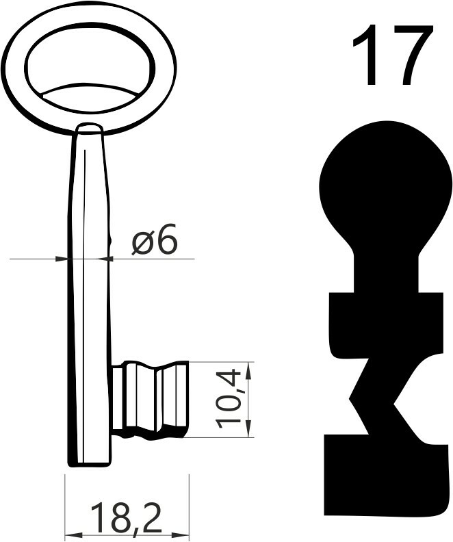 JANIA Klucz 17 piórowy do zamka wpuszczanego