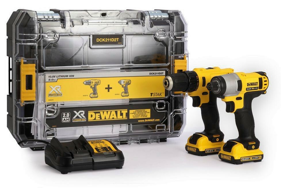 Zestaw wkrętarka 10,8V DCD710 + zakrętarka udarowa 10,8V DCF815 DeWALT DCK211D2T 1