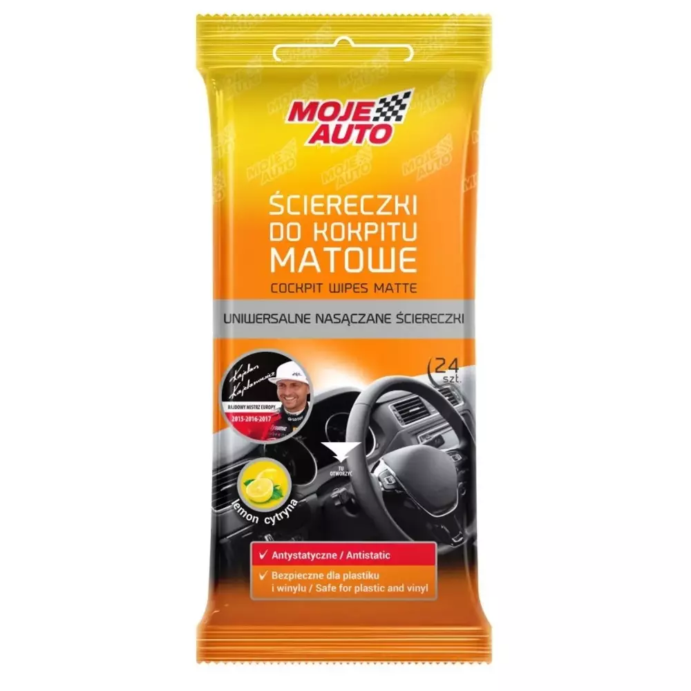 Ściereczki do Kokpitu Matowe - Cytryna - 24 szt. MOJE AUTO 1