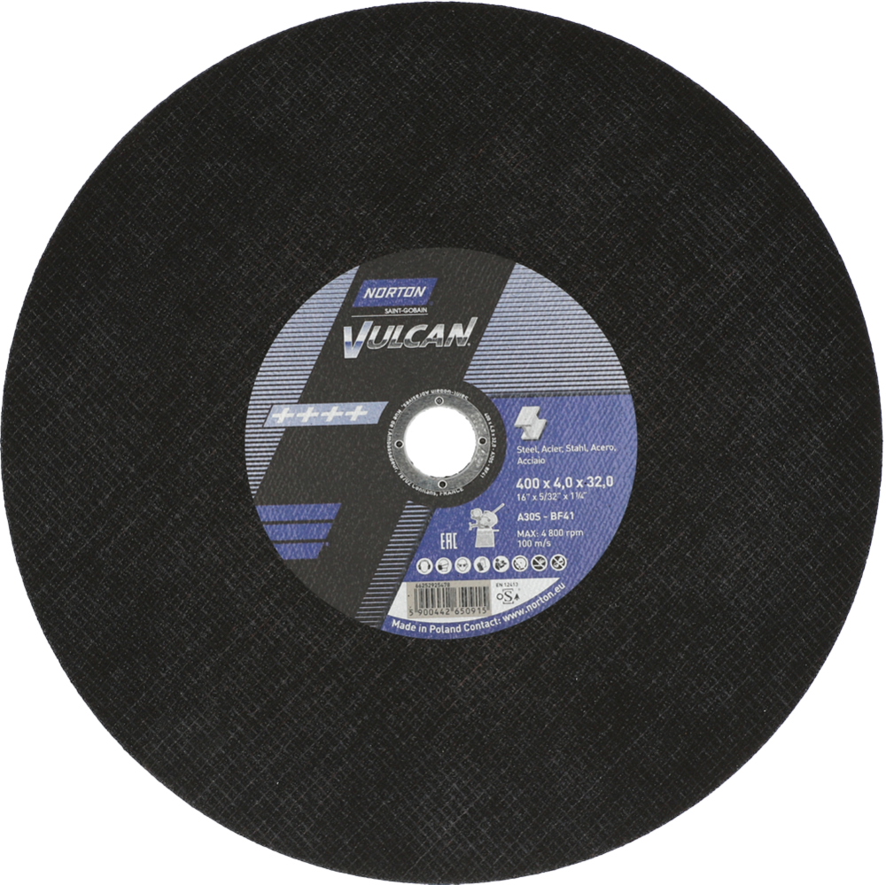 Tarcza do cięcia żeliwa, kamienia 400x4x32 Vulcan płaska Norton 66252925478 1