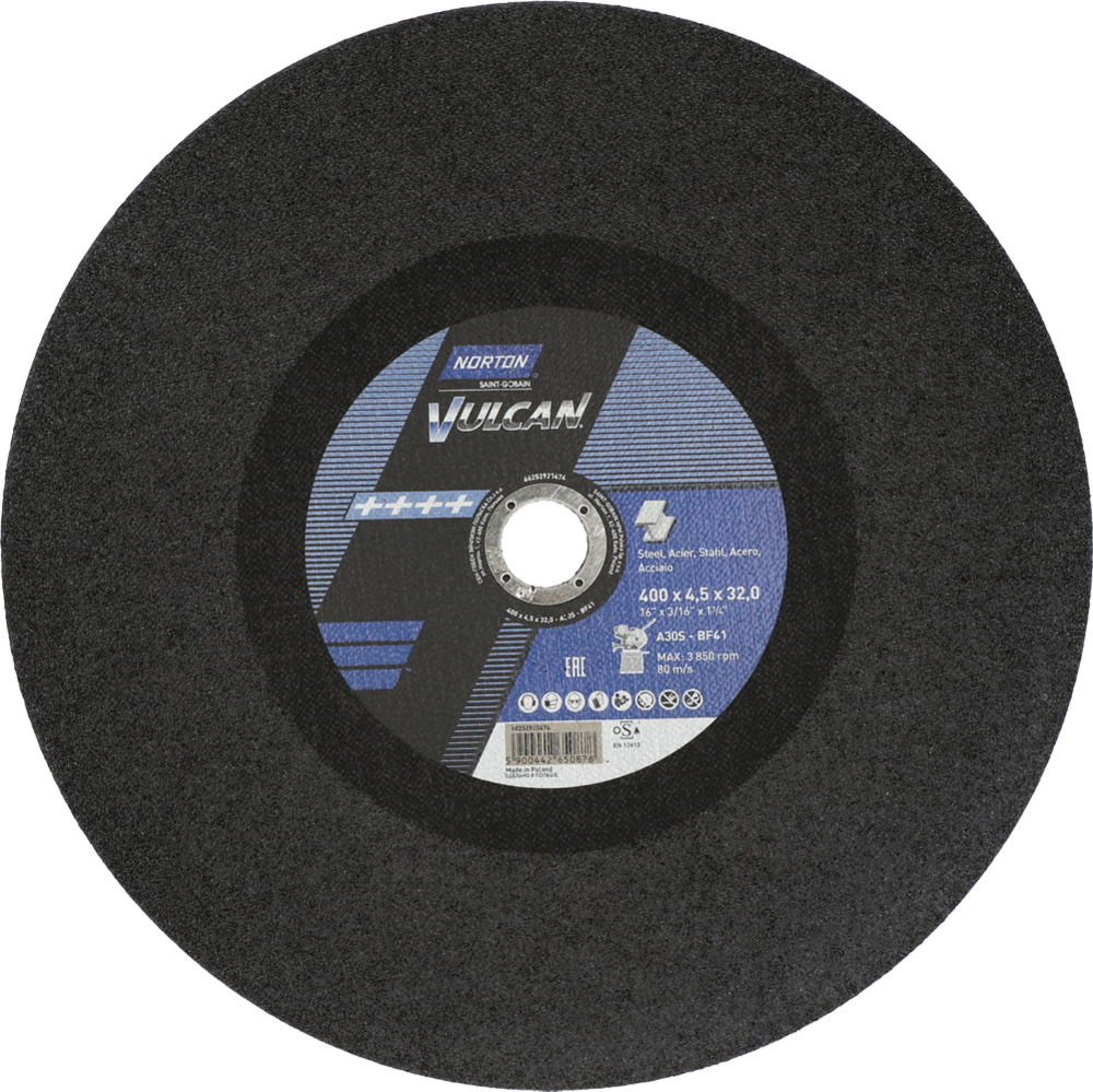 Tarcza do cięcia żeliwa, kamienia 400x4,5x32 Vulcan płaska Norton 66252925474 1