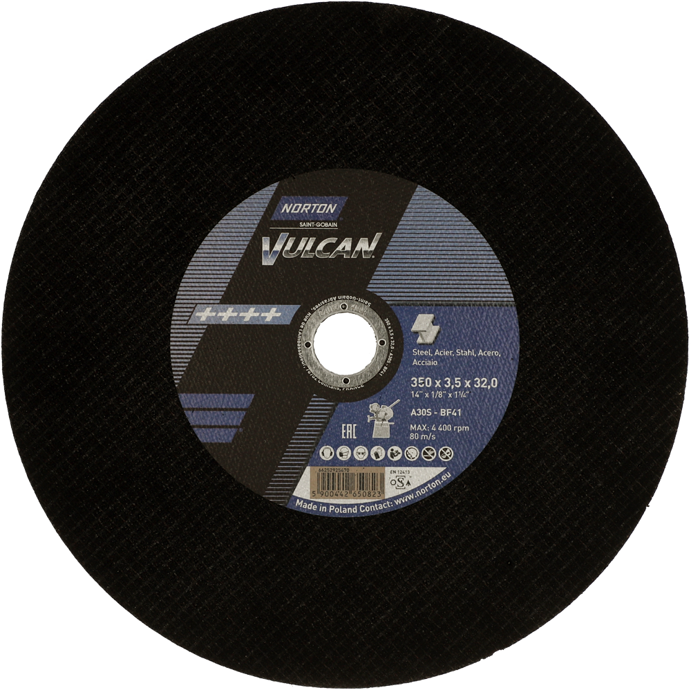 Tarcza do cięcia żeliwa, kamienia 350x3,5x32 Vulcan płaska Norton 66252925470 1