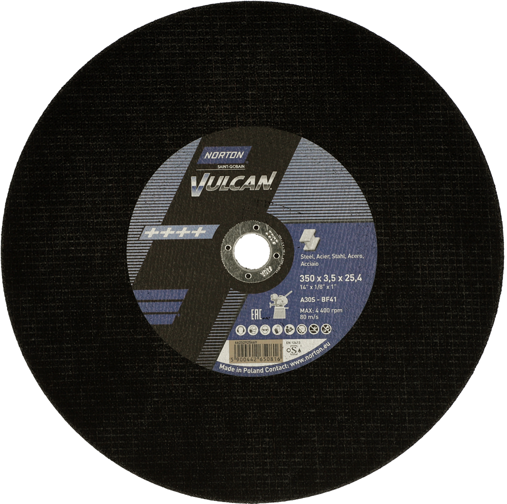 Tarcza do cięcia żeliwa, kamienia 350x3,5x25,4 Vulcan płaska Norton 66252925469 1