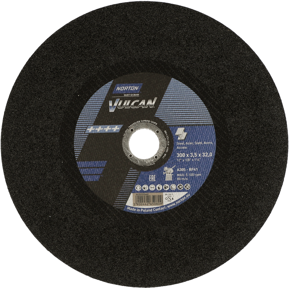 Tarcza do cięcia żeliwa, kamienia 300x3,5x32 Vulcan płaska Norton 66252925468 1
